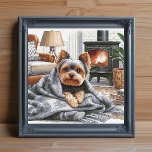 Yorkie Cross Stitch Pattern PDF, Yorkshire Terrier Counted Cross Stitch Chart, Cute Dog Embroidery Pattern, Instant Download, Pet Lover Gift