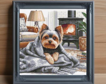 Yorkie Cross Stitch Pattern: Yorkshire Terrier Embroidery (PDF Download)