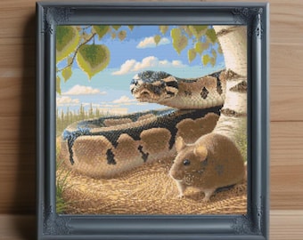 Ball Python Cross Stitch Pattern, Snake Embroidery (PDF Download)