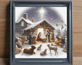 Bethlehem Cross Stitch Pattern PDF, Nativity Scene Embroidery Design, Religious Christmas Cross Stitch PDF Pattern, Holy Land Needlepoint