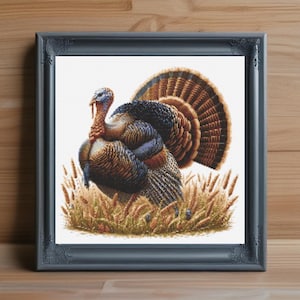 Turkey Cross Stitch Pattern PDF, Thanksgiving Embroidery Design, Autumn Counted Cross Stitch, Fall Home Decor, Instant Holiday PDF Download