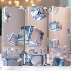 3D Eiswürfel Becher Wrap PNG, 20 Unzen Skinny Tumble PNG, realistisches Eis Design, Sublimations Download, Kaltgetränke Cup Wrap, digitale PNG-Datei