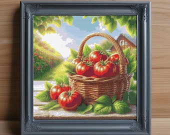 Tomatoes Cross Stitch Pattern, Modern Farmhouse Decor (PDF Pattern)