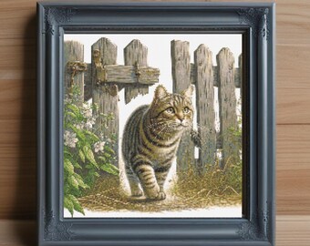Patrón de punto de cruz de gato atigrado, bordado de mascota (descarga en PDF)