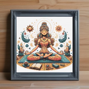 Yoga Cross Stitch Pattern PDF, Meditation Embroidery PDF, Mindfulness Cross Stitch Design, Zen Home Decor Pattern, Instant Yoga PDF Download