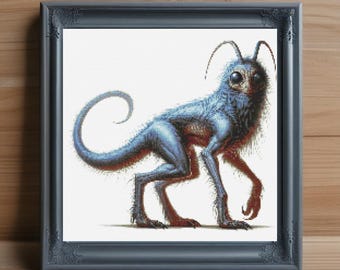 Cryptid Creature Cross Stitch Pattern, Paranormal Embroidery (PDF Download)