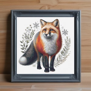 Scandinavian Fox Cross Stitch Pattern PDF, Nordic Fox Embroidery Design, Rustic Wildlife Home Decor, Instant PDF Download, Unique Animal Art