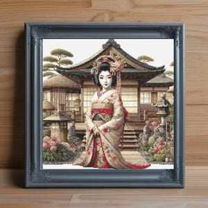 Geisha Cross Stitch Pattern PDF, Traditional Japanese Woman Needlepoint, Asian Embroidery Art, Cultural Elegant Design, Instant PDF Download