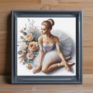 Ballerina Cross Stitch Pattern PDF, Ballet Dancer Embroidery Design, Instant Download, Modern Ballet PDF, Dancing Girl Needlepoint PDF Chart