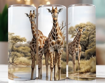 Giraffe Tumbler Wrap, Safari Chic Design (PNG Digital Download)