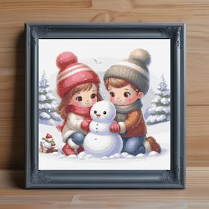 Snowy Day Cross Stitch Pattern PDF, Winter Scene Embroidery Design, Cozy Snow Landscape Needlepoint Chart, Printable Cold Weather Stitch PDF
