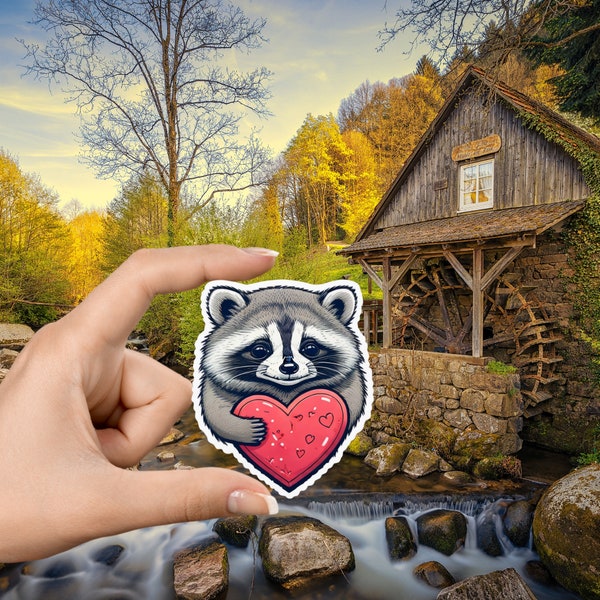 Cute Raccoon With Heart Sticker, Raccoon With Heart, Raccoons Sticker, Raccoon Valentine, Cute Raccoon Sticker, Crazy Raccoon, Raccoons Kids