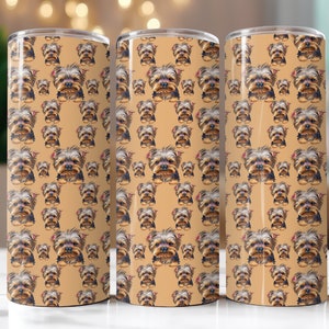Yorkie Mom 20oz Skinny Tumbler Wrap, Yorkie Lover 20oz Tumbler Mockup, Yorkie Dog Mom 20oz Skinny Tumbler Design,  Yorkie Sublimation Design