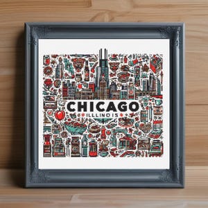 Chicago Kreuzstichmuster PDF, Stadt Skyline PDF Stickdatei, Gallier Landschaft PDF, Reise Souvenir Nadelspitze, moderne Wandkunst