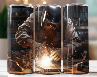 Welder Tumbler PNG Wrap, Unique Welding Sublimation Design (Digital Download)