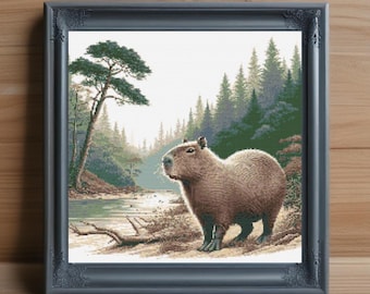 Capybara Cross Stitch Pattern, Funny Rodent Embroidery Design (PDF Pattern)