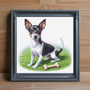 Rat Terrier Cross Stitch Pattern PDF, Dog Breed Embroidery Design, Terrier Pet Sampler, Dog Lover Gift, Cute Dog Art, PDF Instant Download
