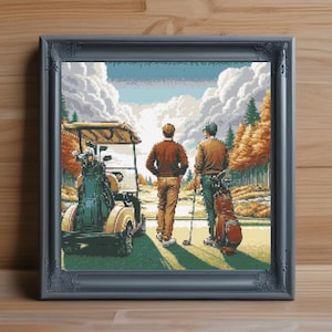 Golf Cross Stitch Pattern PDF, Sports Embroidery Design, Golfer Needlepoint Pattern, Golf Gift for Him, Athletic Decor, Instant PDF Download