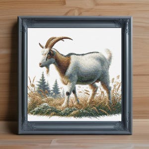 Goat Cross Stitch Pattern PDF, Farm Animal Cross Stitch Chart, Modern Needlepoint Pattern, Cute Embroidery Design, Instant Digital Download