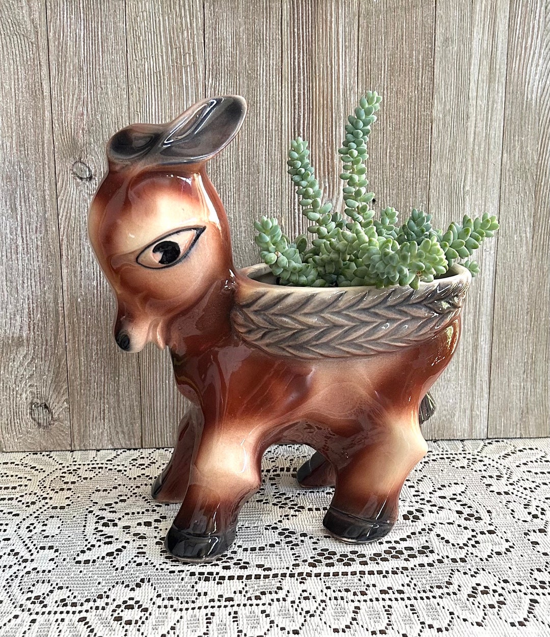 Unique Vintage Mid Century Donkey Planter Kitschy Home Decor Retro