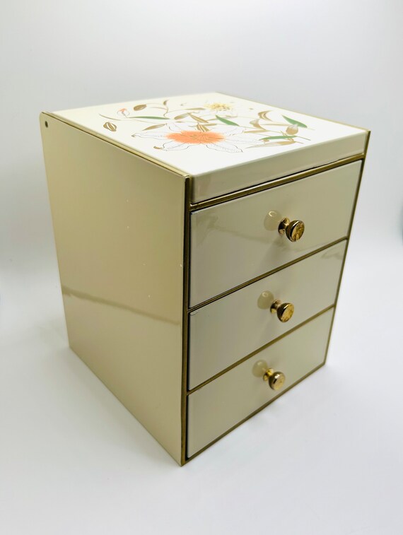 Vintage 3-drawer Otagiri lacquerware vanity box - 