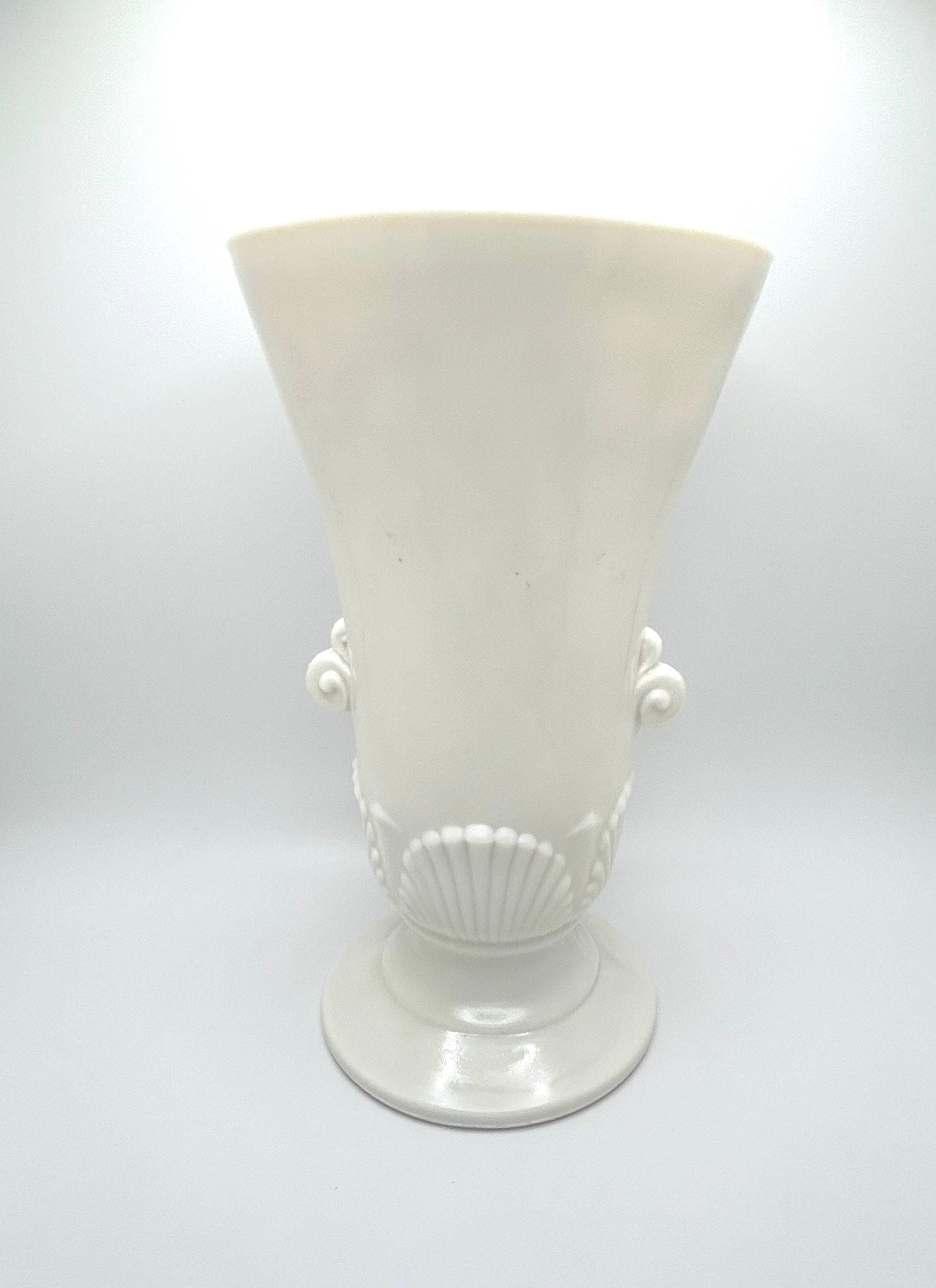 Art Deco Aquamarine Cyan Vaseline Uranium Glass Vase 1930' H