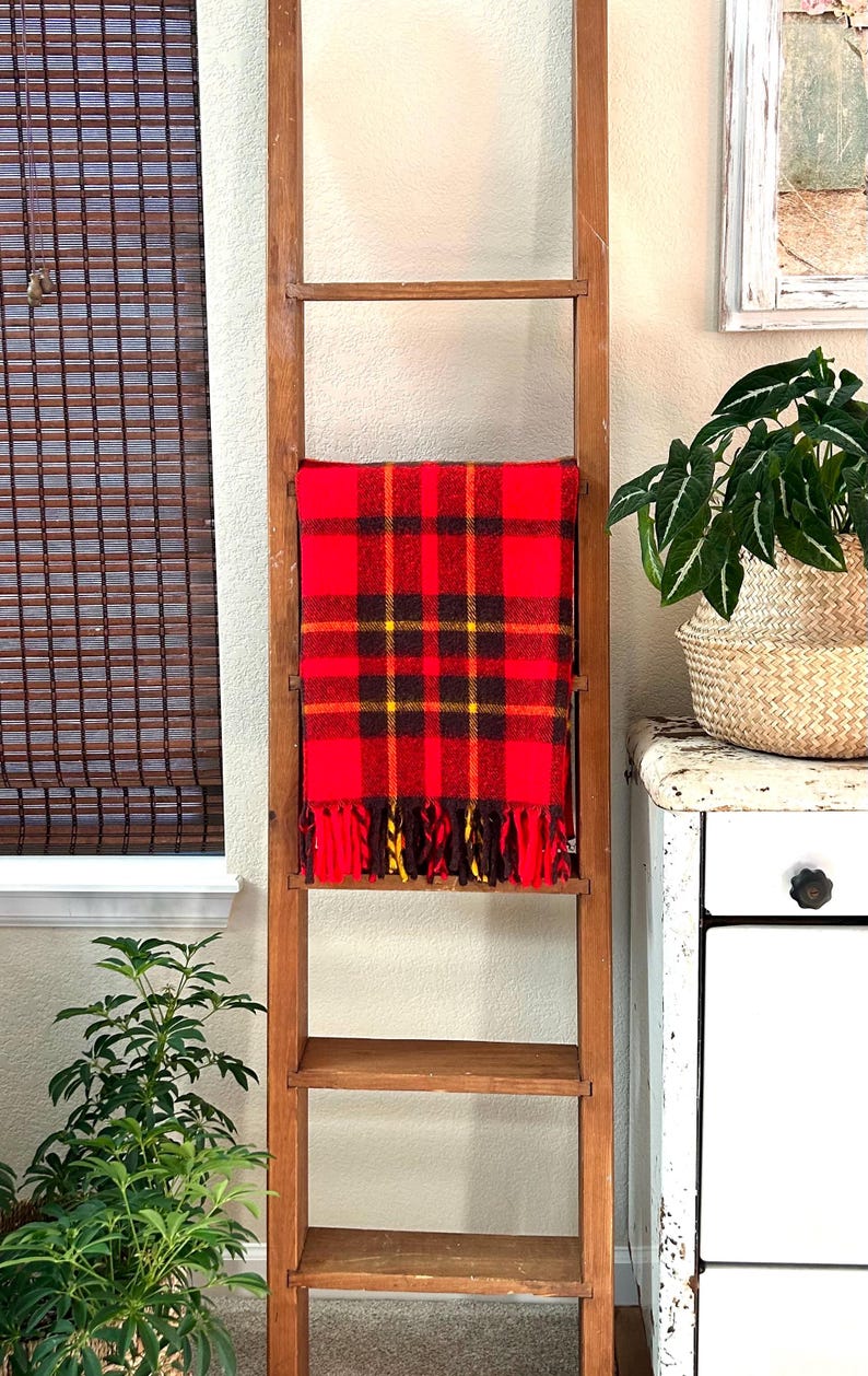 44 X 52 1960s Vintage Fluffloomed Wool Camping Blanket Retro Warm Fall