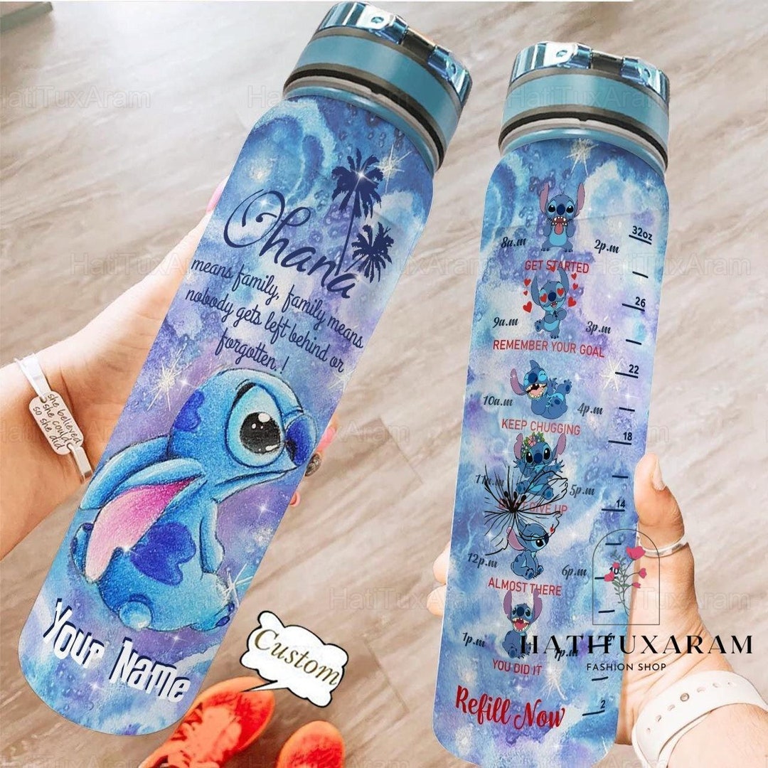 Stitch Water Tracker Bottle, Fitness Bottle, Cute Stitch Water Bottle ...