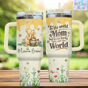 Mama Bear Pooh Tumbler 40oz, Disney Winnie Tumbler, Winnie the Pooh Gift, Gift for Mom, Insulated Drinkware, Pooh Merch