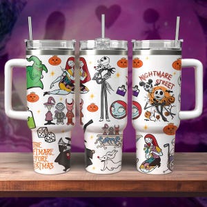 Jack Skellington Nightmare Weihnachtsbecher, Jack Sally Halloween Becher 40 Unzen, Disney Nightmare Street Becher, Kürbiskönig Becher