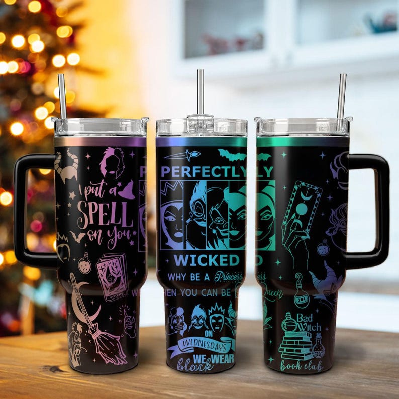 Disney Villains Engraved Tumbler 40oz, Disney Maleficent Ursula Tumbler, Walt Disney World Tumbler, Stainless Steel, Princess Tumbler
