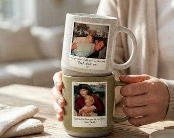 Mug poterie photo personnalisé, cadeau pour maman et papa, mug photo Polaroid personnalisé, cadeau d'une fille, cadeau mug personnalisé pour maman, tasse photo