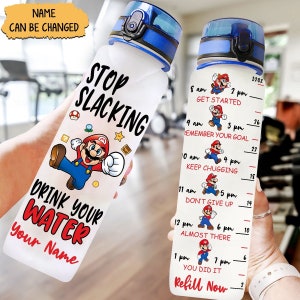 Super Mario Wasserflasche, Mario Videospiel Flasche, Nintendo World, Benutzerdefinierte Mario Geburtstagsflasche, lustige Wasserflasche, Fitness Flasche