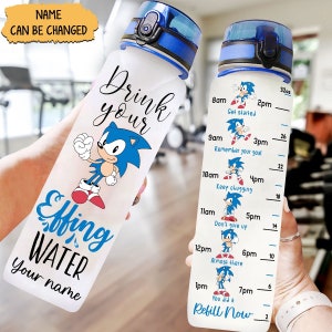 Botella de agua Sonic con rastreador de agua, ideal para cumpleaños, fiesta de Sonic, botella de agua Sonic personalizada, botella de dibujos animados de Sonic, botella para niño y niña