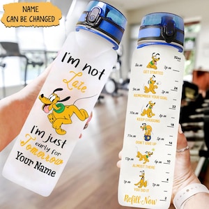 Pluto vattenflaska för spårning, Pluto hundvattenflaska, Disney damflaska 32oz, personlig hundflaska, Musse Pigg-flaska, hundflaska