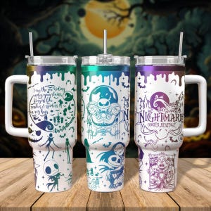 Jack Skellington Becher, Jack Sally Becher mit Gravur, Alptraum Weihnachtsbecher, Halloween Süßes oder Saures, Paar Geschenk