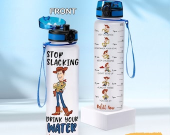 Woody-watertrackerfles, Disney Toy Story-fles, Disney-drankfles, naam waterfles, Toy Story-verjaardag, Toy Story Land