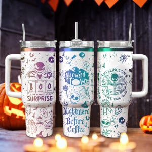 Jack Skellington Halloweentown gravierter Becher 40 Unzen, Alptraum vor Kaffeebecher, gruseliger Halloween Becher, Weihnachtsbecher
