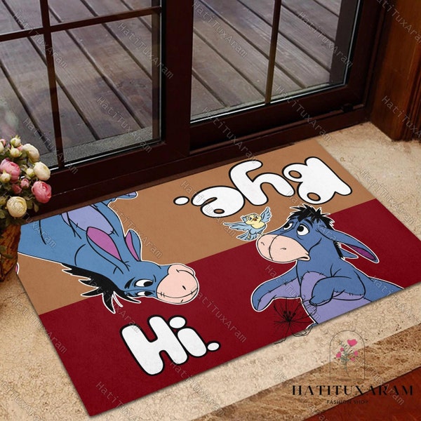 Eeyore Doormat, Eeyore Welcome Doormat, Eeyore Hi Bye Rubber Base Doormat, Gifts For Home, Outdoor Doormat, Front Door Decor