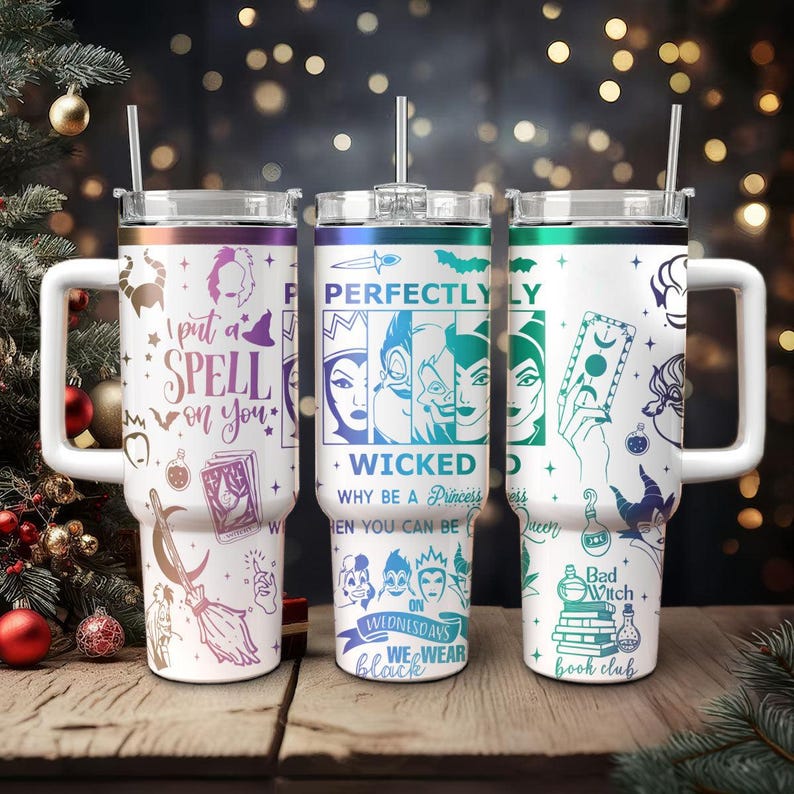 Disney Villains Engraved Tumbler 40oz, Disney Maleficent Ursula Tumbler, Walt Disney World Tumbler, Stainless Steel, Princess Tumbler