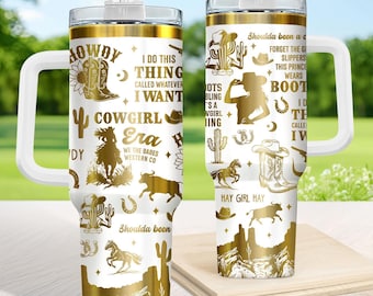 Cowgirl Engraved Tumbler 40oz, Personalized Western Tumbler, Cowgirl Gift for Her, Gift for Western Lover, Cowgirl Merch