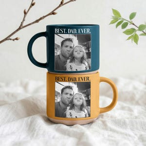 Custom Dad & Kids Photo Mug, Personalized Stoneware Mug, Best Dad Ever Coffee Cup, Father’s Day Gift from Kids, Custom Pottery Mug Gift image 4
