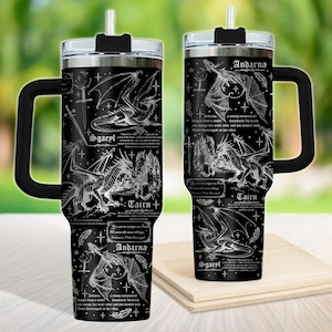Dragon Rider 40oz Tumbler, Dark Fantasy Tumbler With Handle, Bookish Mug, Engraved Stainless Straw Lid, Fourth Wing Coffee Cup, Reader