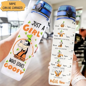 Goofy Water Tracker Bottle, Custom Goofy Bottle, Goofy Water Bottle, Disney Bottle, Goofy Lover Gift, Mickey Minnie, Workout Bottle