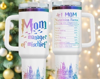 Vaso térmico de 1,2 litros para mamá, vaso mágico de acero inoxidable con asa, regalo perfecto para mamá, taza de café navideña