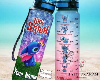 Botella de Stich y Lilo, botella de agua de Stitch de 32 oz, botella de bebida de Stitch, botella de agua para niñas, botella de agua para niños, botella personalizada
