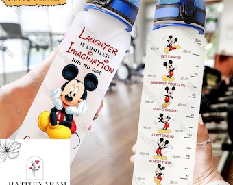 Halloween Mickey Water Tracker Flasche, Benutzerdefinierte Kinderwasserflasche 32oz, Motivationswasserflasche Tracker, Disney Mickey Mouse Flasche