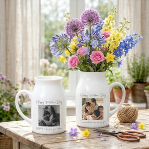 Personalisierte Mom Oma Floral Keramik Vase, Benutzerdefinierte Foto Muttertag Blumenvase, Muttertagsgeschenk, personalisierte Geschenke, Mom Geschenk
