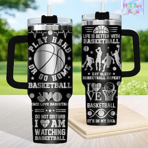 Play Hard or Go Home Engraved Tumbler 40oz, Basketball Tumbler, Basketball Gift for Fan, Stainless Steel Tumbler, Sports Merch, Athlete