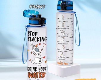 Frozen Olaf Water Bottle, Olaf Snowman Bottle, Custom Olaf Bottle, Princess Birthday, Olaf Drink Bottle, Water Bottle With Strap 32 oz